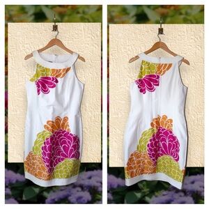 Tropical Resort-Style Jones New York Floral Midi Sheath Dress